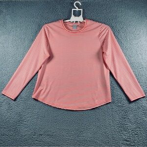 Chico's Zenergy Women's UPF‎ Long Sleeve Top Crew Neck Stripe Orange White 2